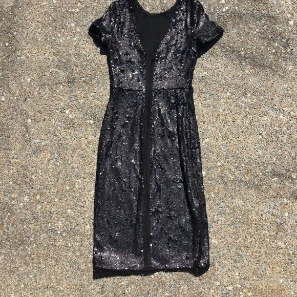 BCBGMAXAZRIA BETTY Elegant Black Sequin Dress - Picture 6 of 10